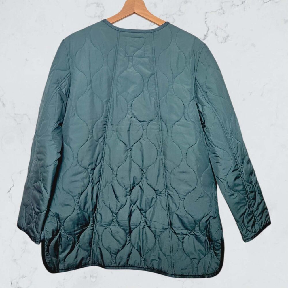 New Talbots Green Blue Quilted Lightweight Spring Fall Coat Jacket - Picture 6 of 10